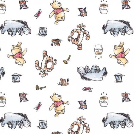 Winnie the Pooh Busy Days White Fabric