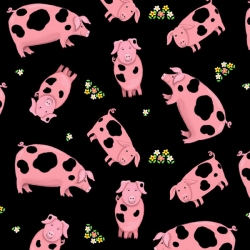 Farm Life Pigs on Black