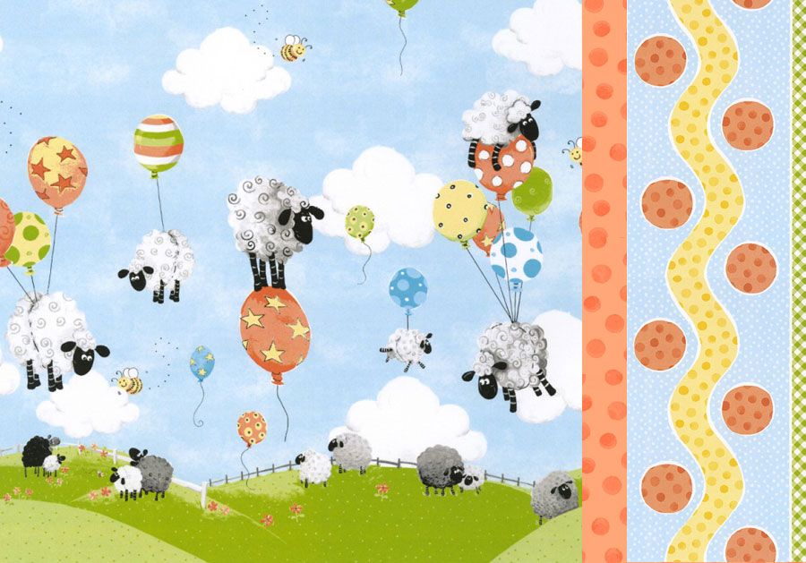 Susybee Sheep & Balloons Single Border Pillowcase Kit
